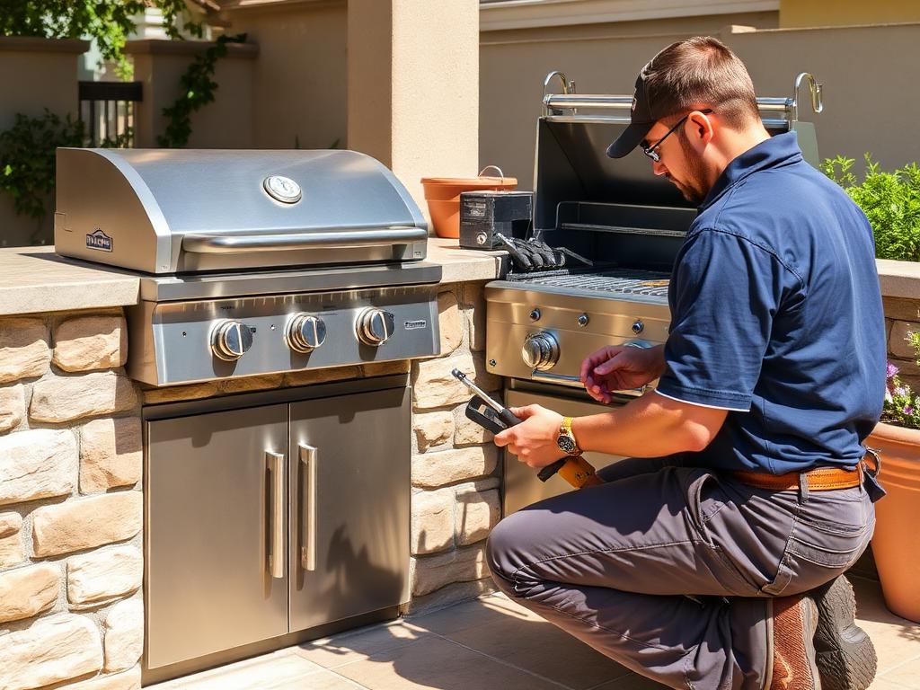 BBQ technician performing repair